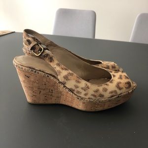 Stuart weitzman peep toe cheetah wedges